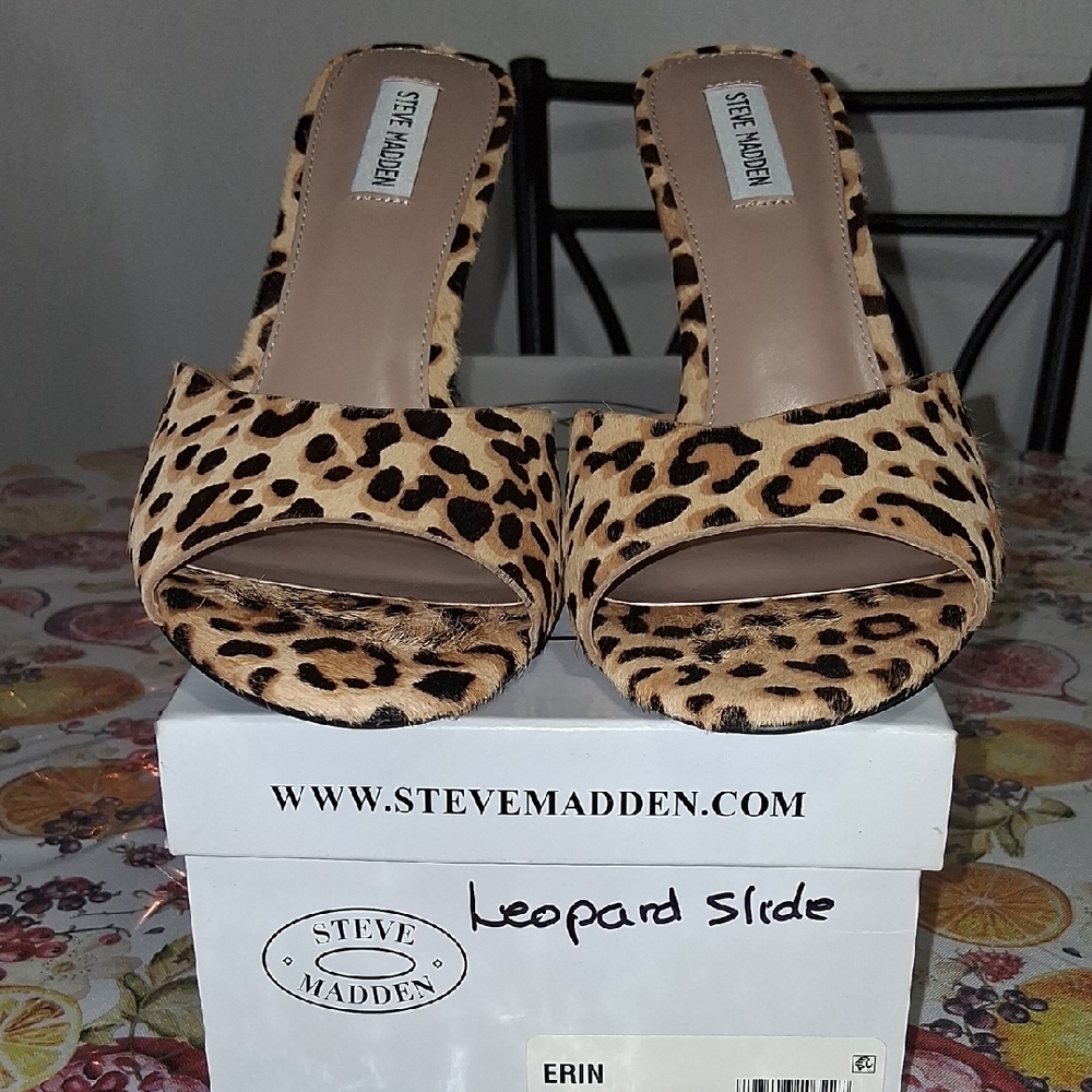 Steve Madden Tan Leopard Print Mules
